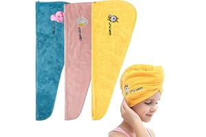 ROMASA Hair Drying Towel Microfiber Hair Towel Wrap with Buttons Super Absorbent Twist Turban Shower Gift for Kids and Women 