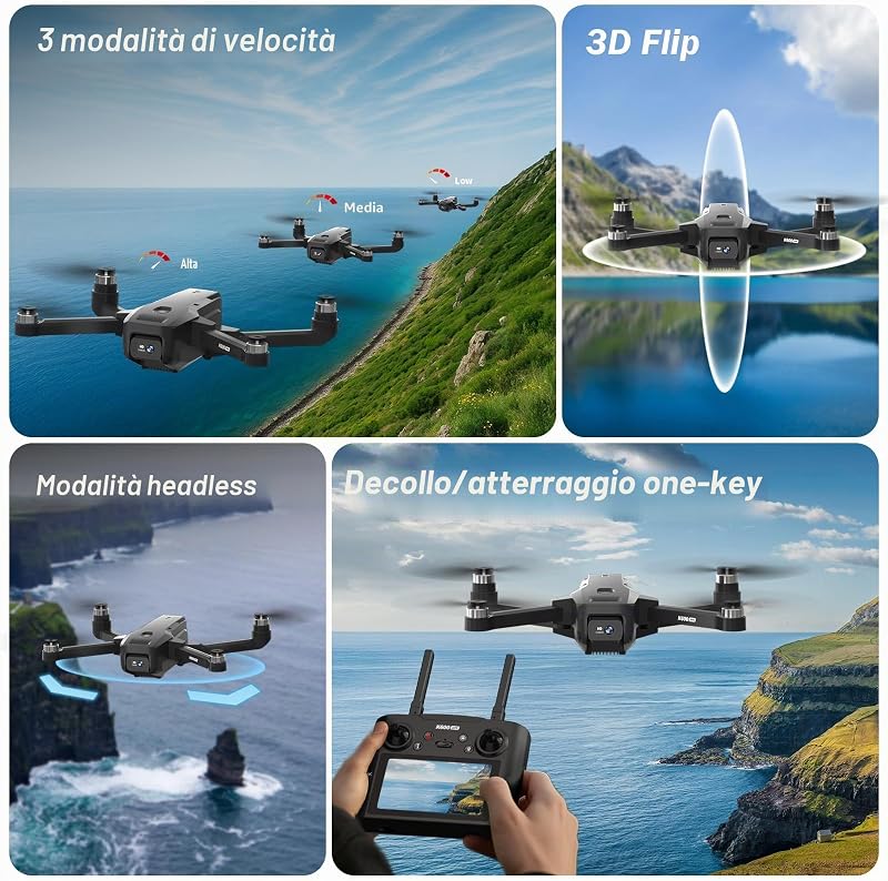 Drone con Schermo da 4.5 Pollici sul Radiocomando,Drone GPS con Telecamera EIS per Adulti Bambini Principianti Ritorno Automatico a Aasa,Modalità Seguimi,Trasmissione a Lungo Raggio,Giocattolo‑Regalo — foto 8 di 8