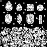 240 PCS Glass Rhinestones Flatback White Mixed Shapes Sew on Rhinestones Glue on Rhinestone for Fabric Clear Claw Flatback Crystal Sewing Gems for Clothes Shoes Jewelry Making DIY