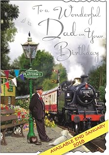 Greeting Card Jj4320 Male Birthday Steam Train Silver Foil