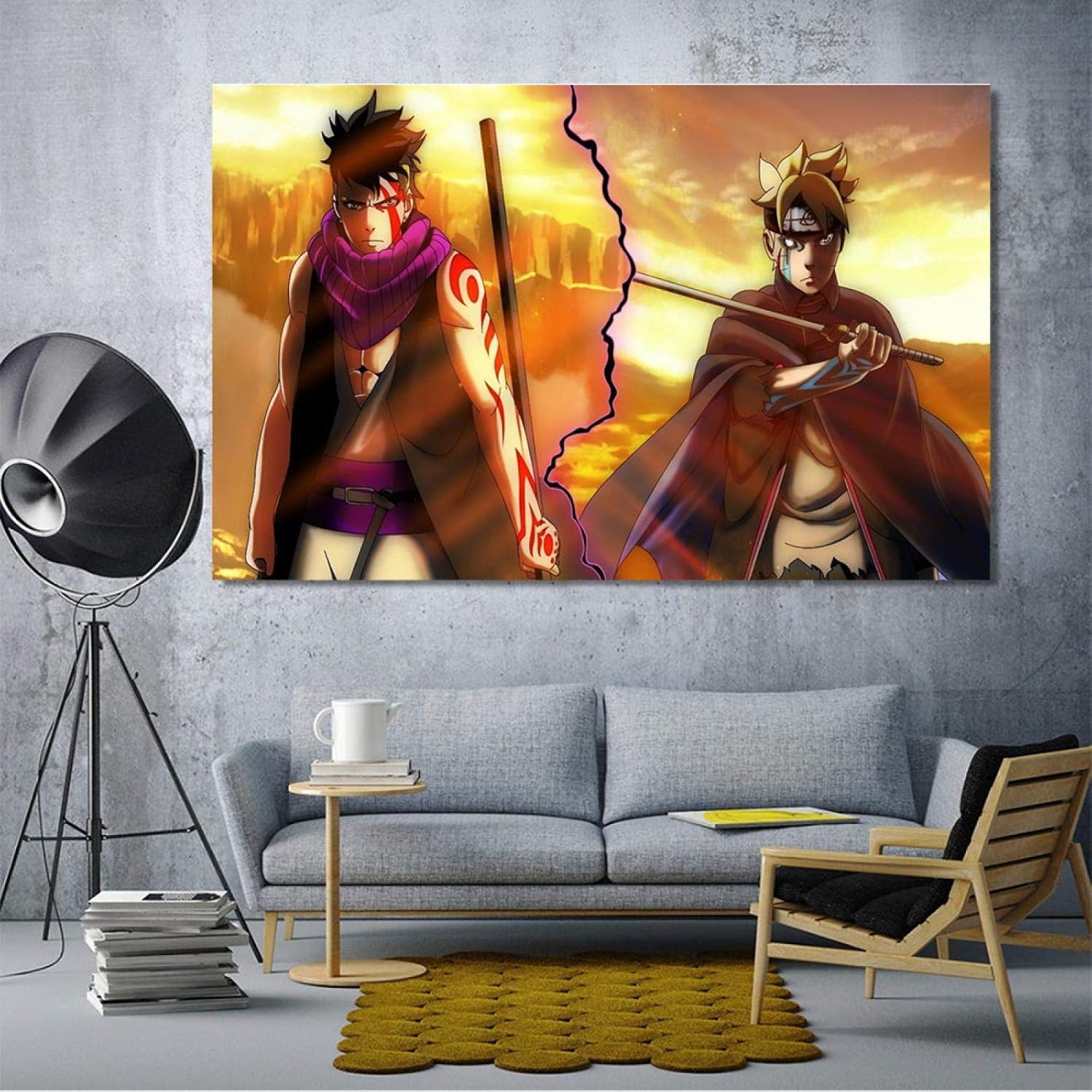 Amazon Co Jp Boruto ナルト新世代アニメカワキとうずまきボルトキャンバスアートポスター部屋の家の装飾寝室のホームオフィスの装飾50x70cm x28inch 内枠 ホーム キッチン