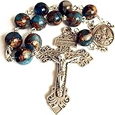 elegantmedical handmade football stone bead catholic prayer one decade rosary bracelet pardon cross gift