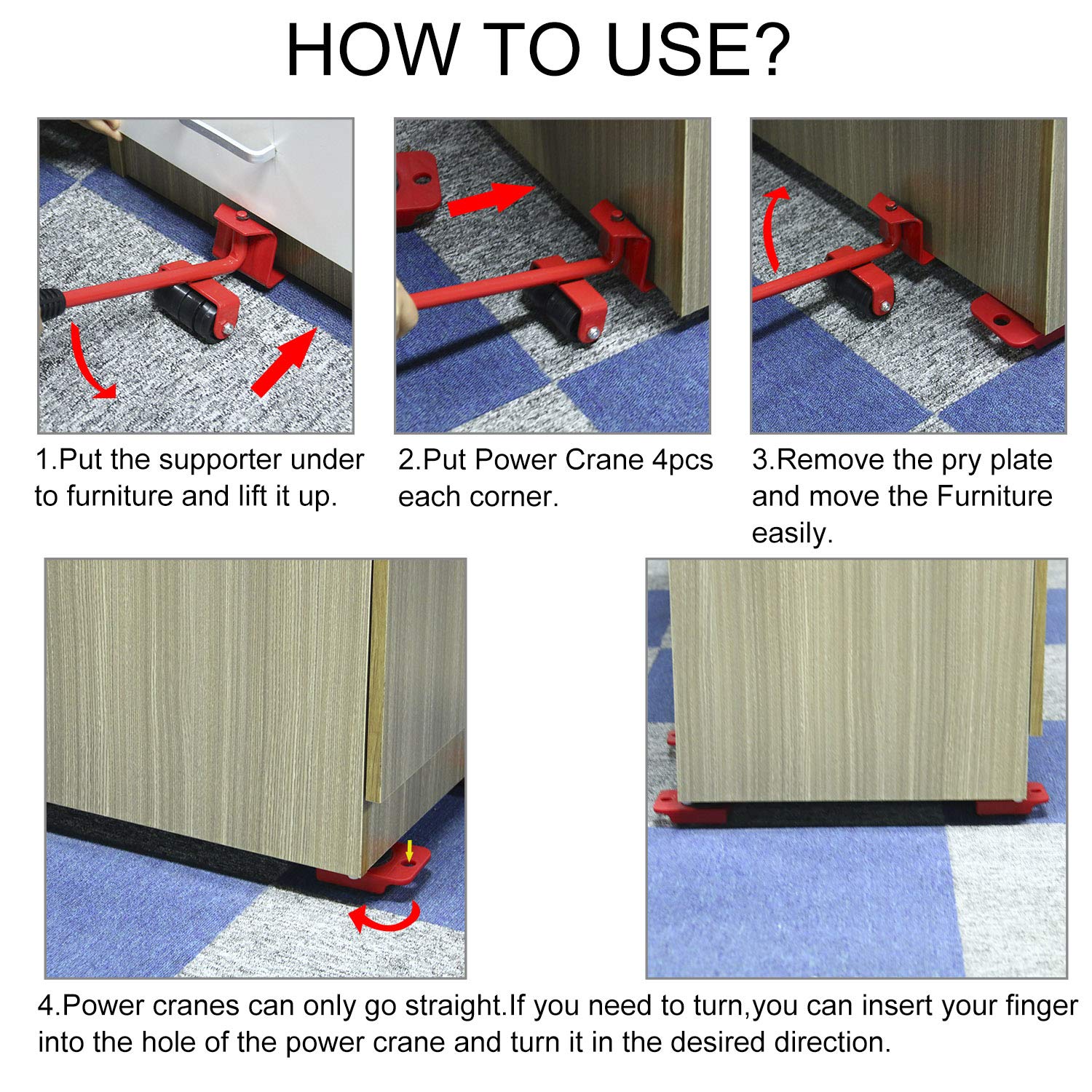 Heavy Duty Furniture Lifter Hand Tool Set Transport Mover Lifter Slides