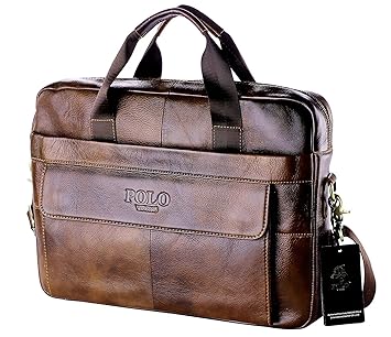 Polo Videng M278 MenS Classic Top Cow Leather Business Handbag Briefcase Shoulder Messenger Satchel Bag For Laptop Macbook (Brown) By Videng Polo