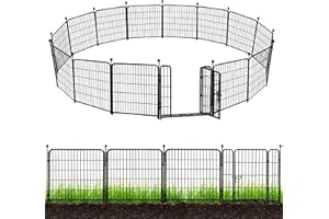 ADAVIN Metal Garden Fence with Gate, 36 in(H) 10 Panels Heavy Duty Iron Animal Barrier Fence, Indoor or Outdoor Dog Playpen, Portable Fencing, No Dig Garden Border Fencing for Yard. Total 22.1 FT(L)