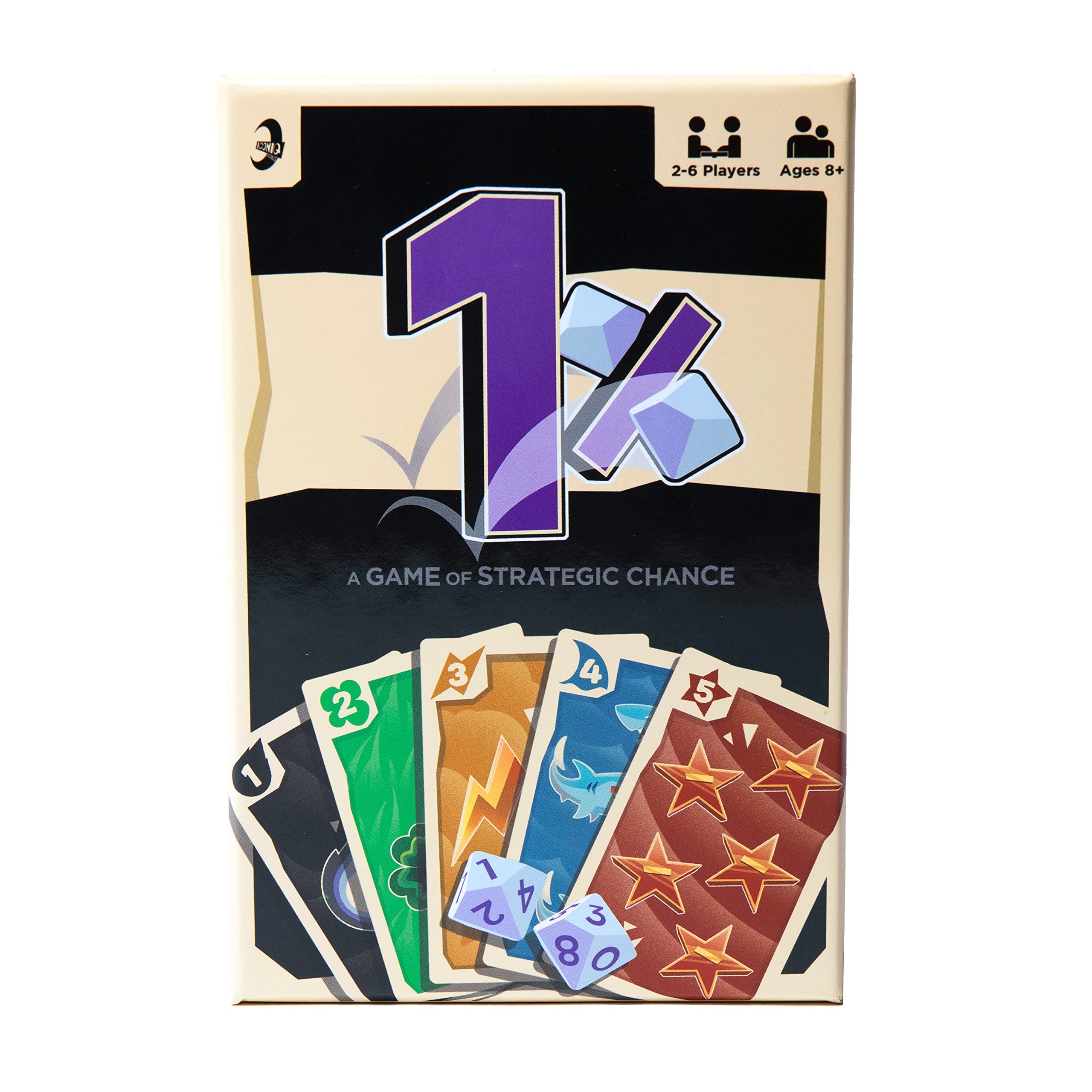 Iconiq Studios 1% - One Percent - A Game Of Strategic Chance - Family-friendly & All ages - Party games - card games - 2 decks and 2 dice - fun fast