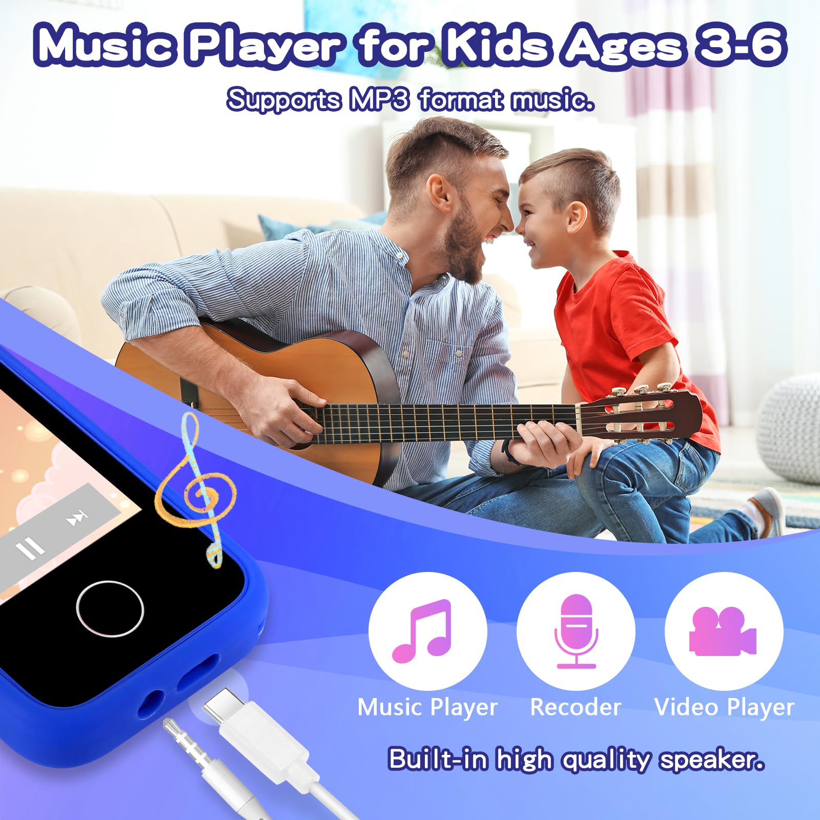 Kids Phone for Boys, Toddler Smart Phone for Girls 3 4 5 6 7 8 Years Old, Birthday Gift for Boys Age 3-8, Pretend Play Toy Phone, Fake Cell Phone with Games, MP3 Music Player(Blue)