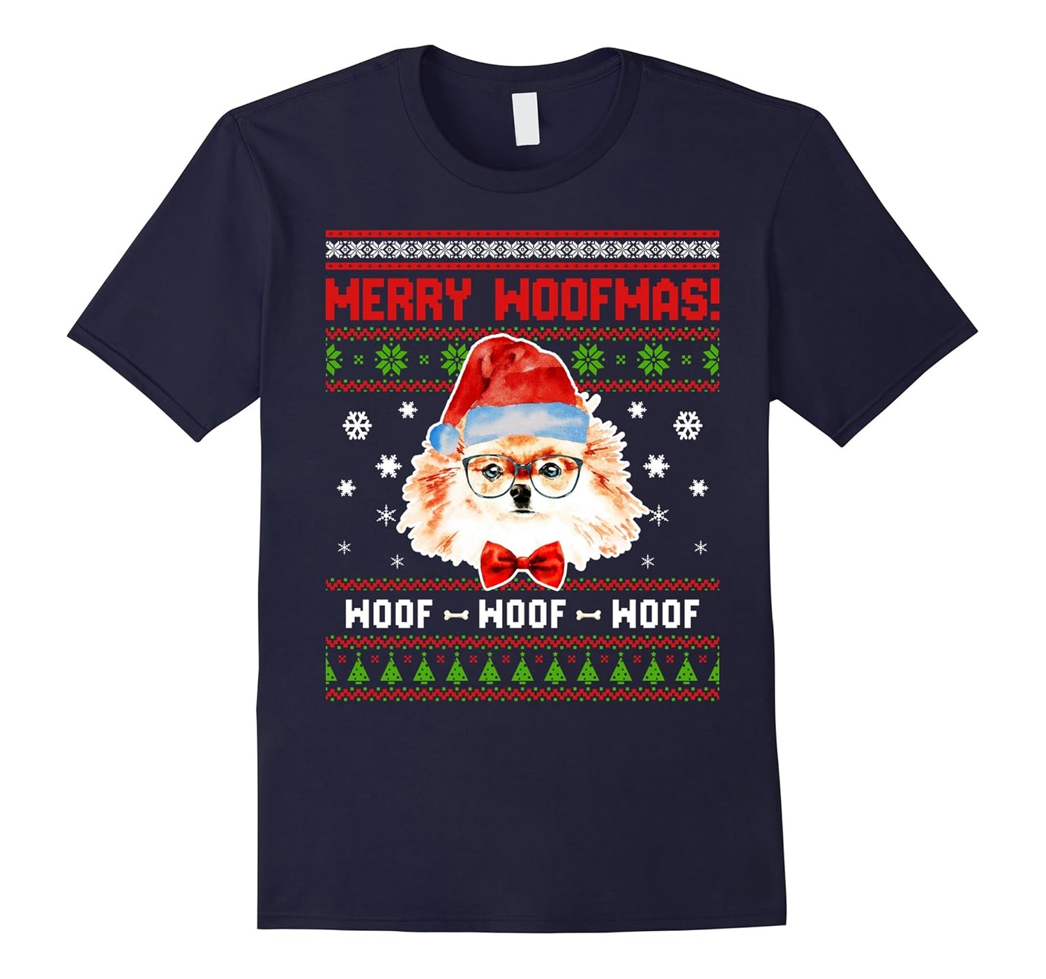 Pomeranian Dog Merry Woofmas Tshirt, Christmas Santa Dog-ANZ