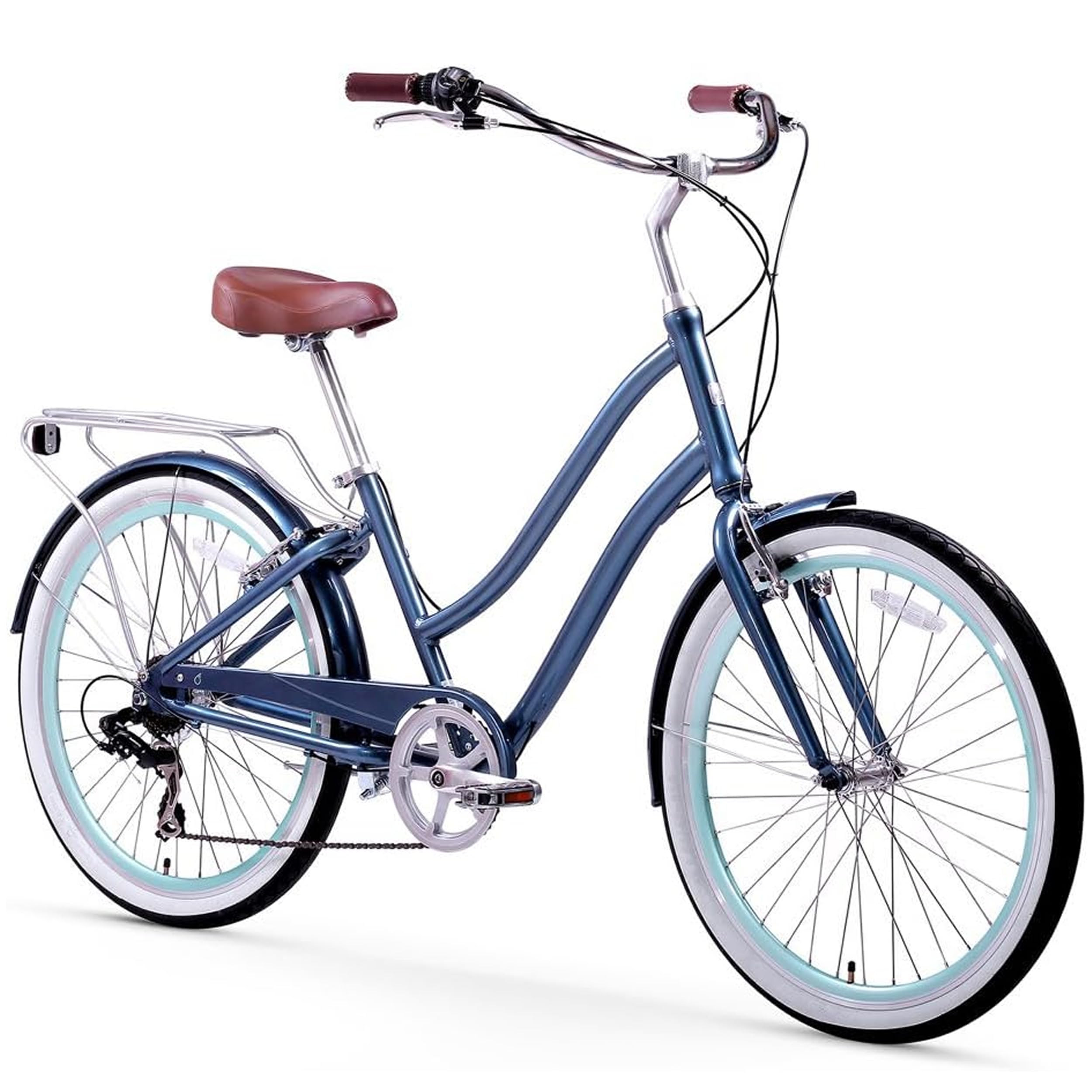 Photo 1 of **COLOR IS GRAY. SCRAPE DAMAGE**EVRYjourney Women's Beach Cruiser Bike, Step-Through Touring Hybrid Bicycle