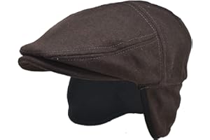 Folie Co. 100% Wool Herringbone Winter Ivy Cabbie Hat w/Fleece Earflaps – Driving Hat