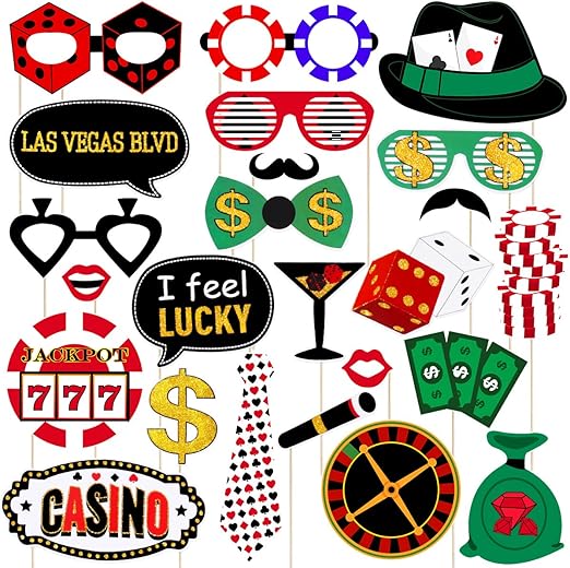 Amazon Com Amosfun Las Vegas Casino Photo Booth Props Las Vegas