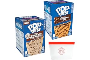 Frosted Pastries Bundle. Includes Pop Tarts Variety Pack, One each 13.5 Oz Box of Pop Tarts Chocolate Chip, Pop Tarts Chocolatey Chip Pancake, Breakfast Pastries. And a free Snack Mode Compact Pouch.