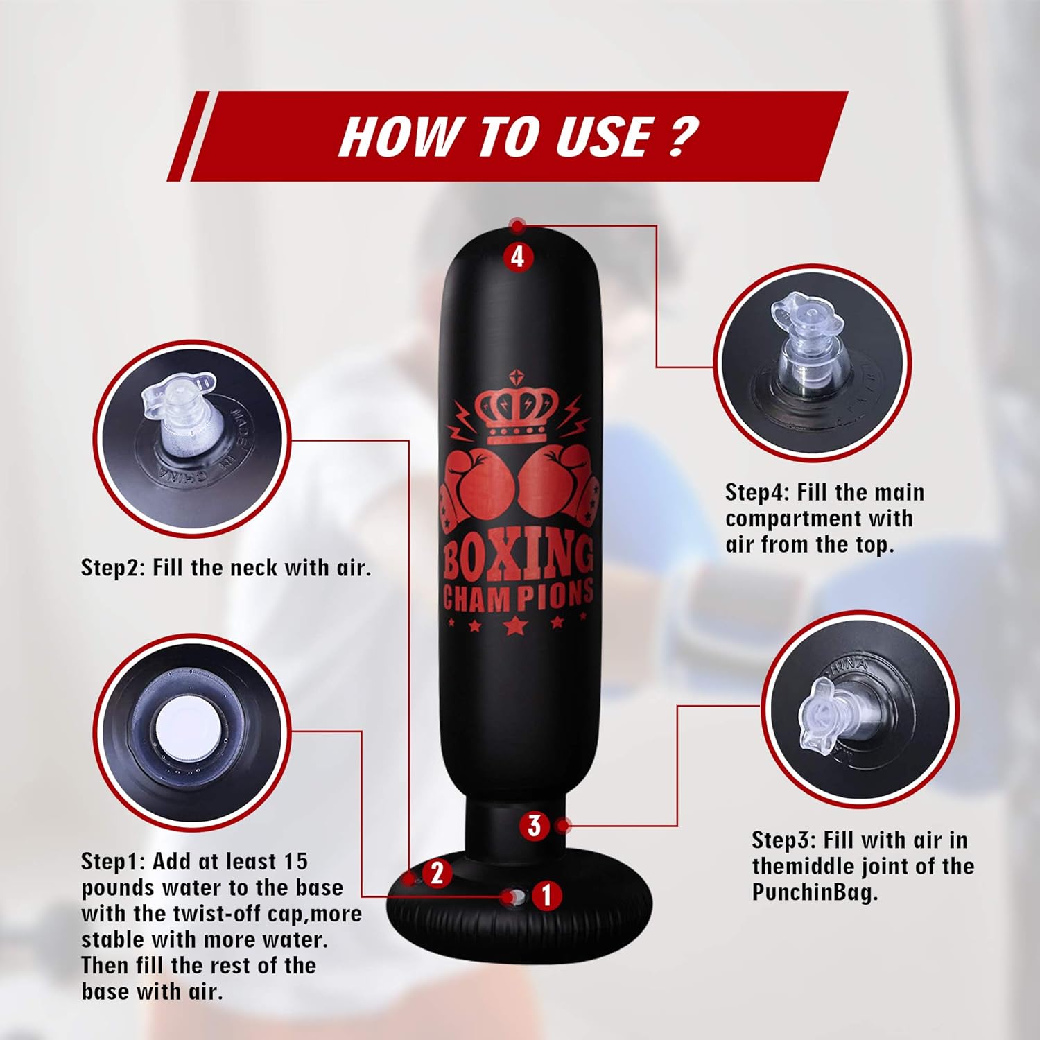Inflatable Punching Bag for Kids, 67''Standing Boxing Bag Freestanding Toddler Boxing Column for Karate Kickboxing Taekwondo Training : Sports & Outdoors