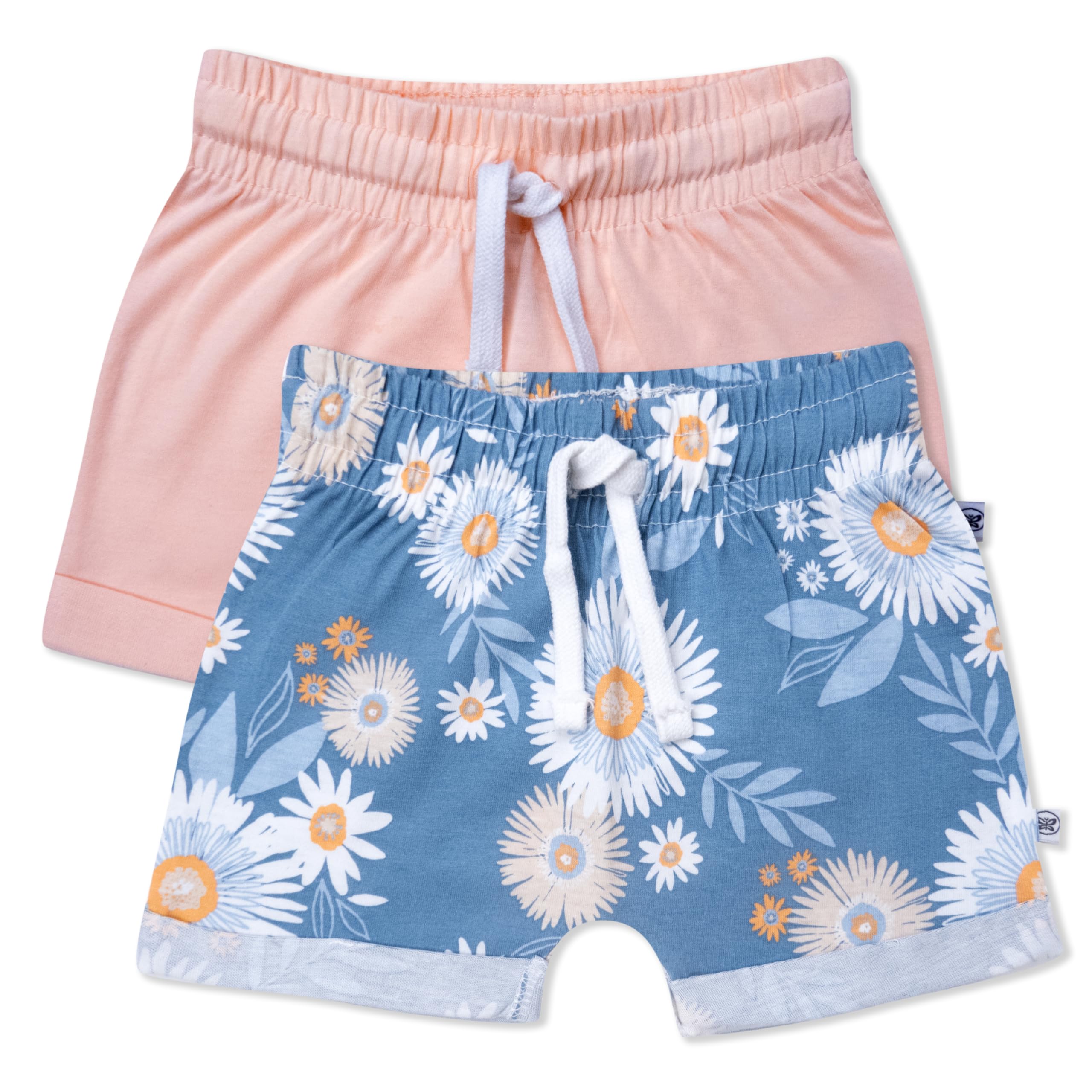 Photo 1 of HonestBaby Multipack Shorts 100% Organic Cotton for Infant Baby and Toddler, Boys, Girls, Unisex, Aloha Daisy, 6-9 Months
