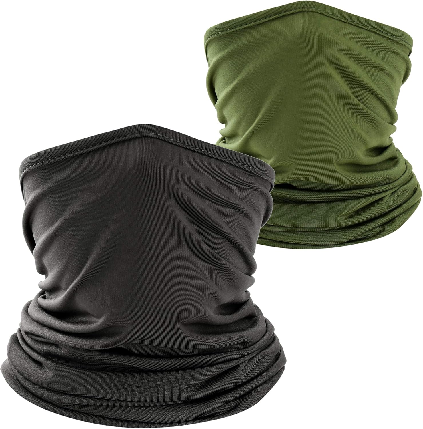 WTACTFUL 2 Pack - Lightweight Soft Neck Gaiter Neck Warmer Face Mask Windproof Protection Cover for Motorcycle Cycling Fishing Hunting Hiking Riding Climbing Ski Snowboard Outdoor Sports Black Green: Clothing