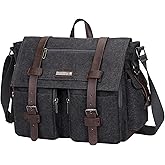WITZMAN Vintage Canvas Messenger Bag for Men and Women Large Satchel Bags Crossbody Shoulder with 17 inch Laptop