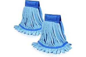 DIRT RUSHER Microfiber Mop Heads: Mop Head Replacement for Floor Cleaning, Easy to Wring, Blue (2 Pack)