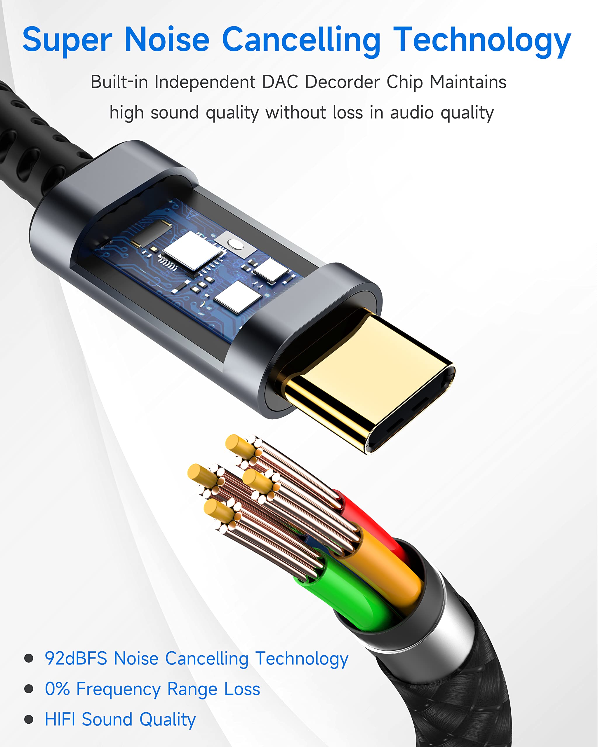 USB Type C to 3.5mm Female Headphone Jack Adapter, USB C to Aux Audio Dongle Cable Cord for iPhone 15/16/16 Pro Max/16 Pro/16 Plus,Galaxy S24/S23/S22/S21 Ultra,iPad Pro,Pixel