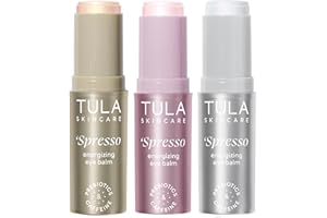 TULA Skin Care Spresso Energizing Eye Balm - Energizing & Hydrating Caffeine Under Eye Treatment for Dark Circles, Portable and Perfect to Use On-the-go, 0.35 oz.