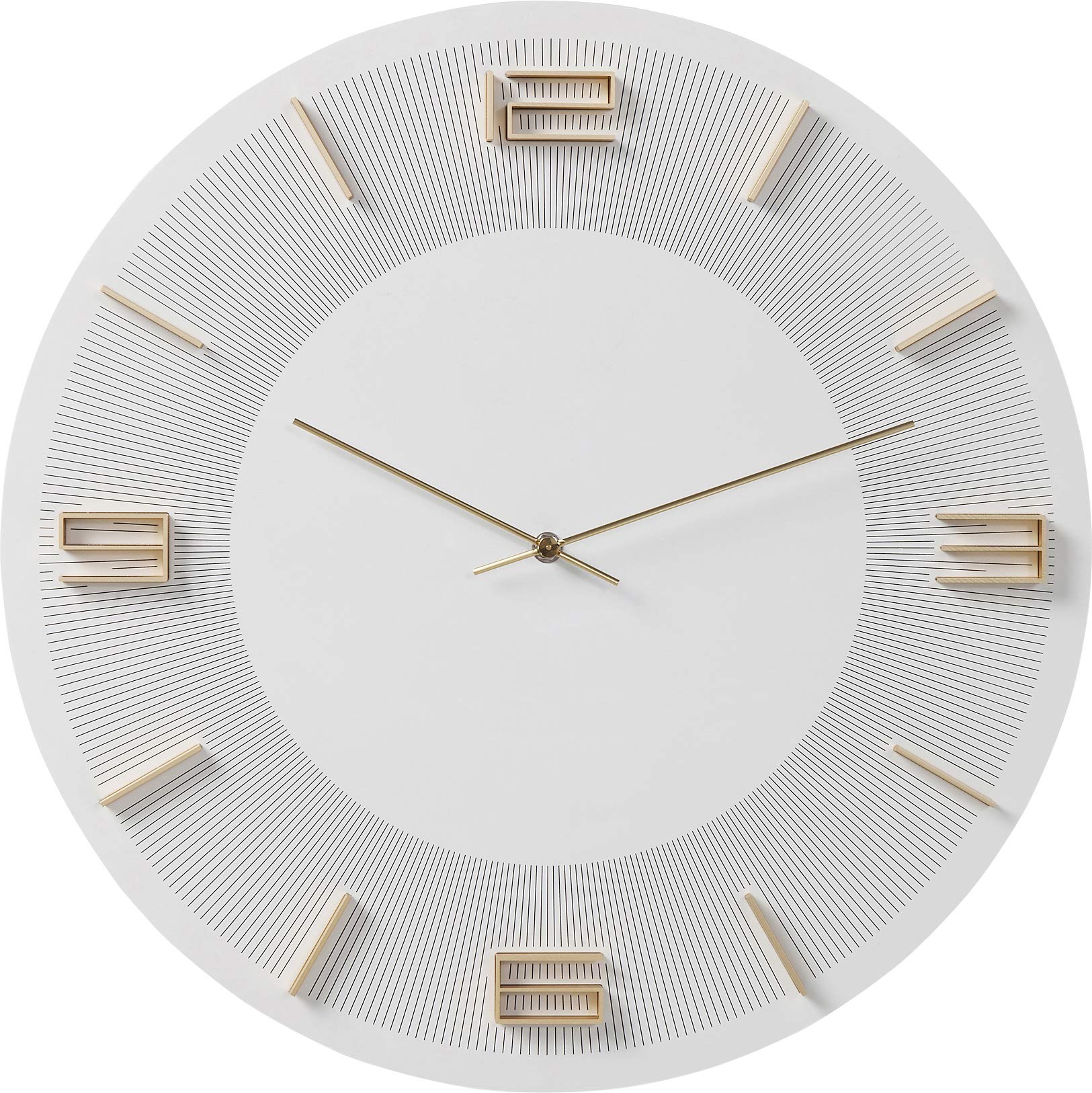 Kare Design Wall Clock Leonardo, White/Gold, Diameter 49 cm, Analog, Decorative, Room Decor, Home Decor, Modern Clock for Living Room, Bedroom, Hallway, Home Office, Kitchen
