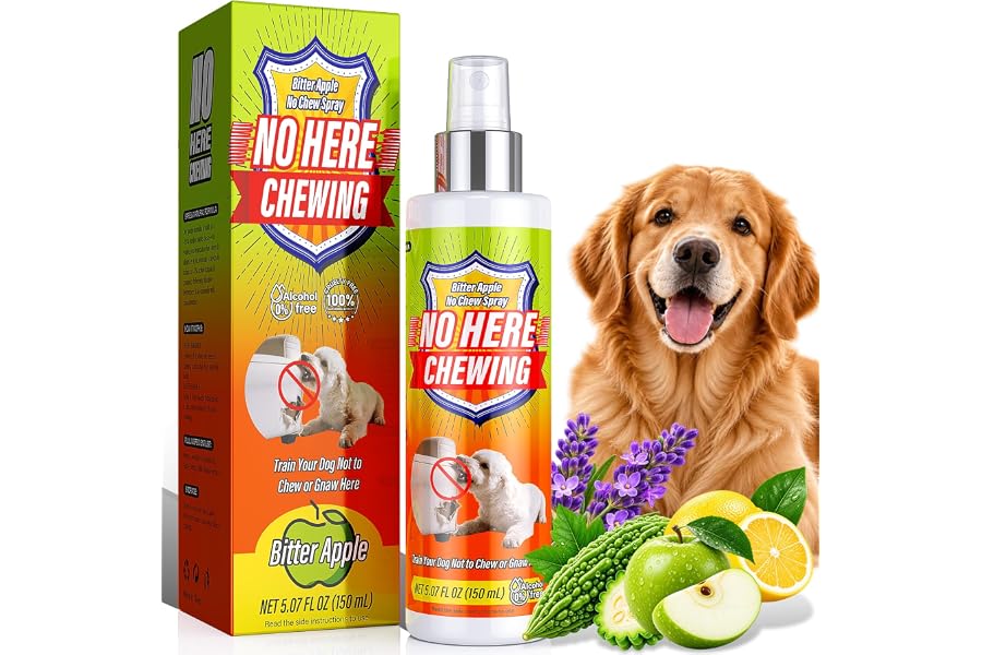 reatoy Bitter Apple Spray for Dogs – No Chew Spray to Stop Chewing, Licking & Biting, Natural Bitter Dog Training Spray, Anti Chew for Furniture, Shoes, Cords, Non-Toxic & Safe for Puppies