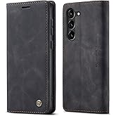 SINIANL for Samsung Galaxy S23 Plus Leather Case, Vintage Wallet Case Book Folding Flip Case with Kickstand Card Holders Slots Protective Cover for Galaxy S23 Plus Black