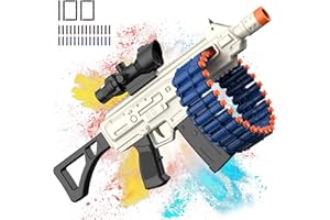 Electric Automatic Toy Guns, JakMean Toy Gun Blaster with 30 Dart Clips and 100 Foam Darts, Outdoor Shooting Games Toys for 6-12 Year Old Boys & Girls Adults, Gifts for Birthday Xmas (J3A)