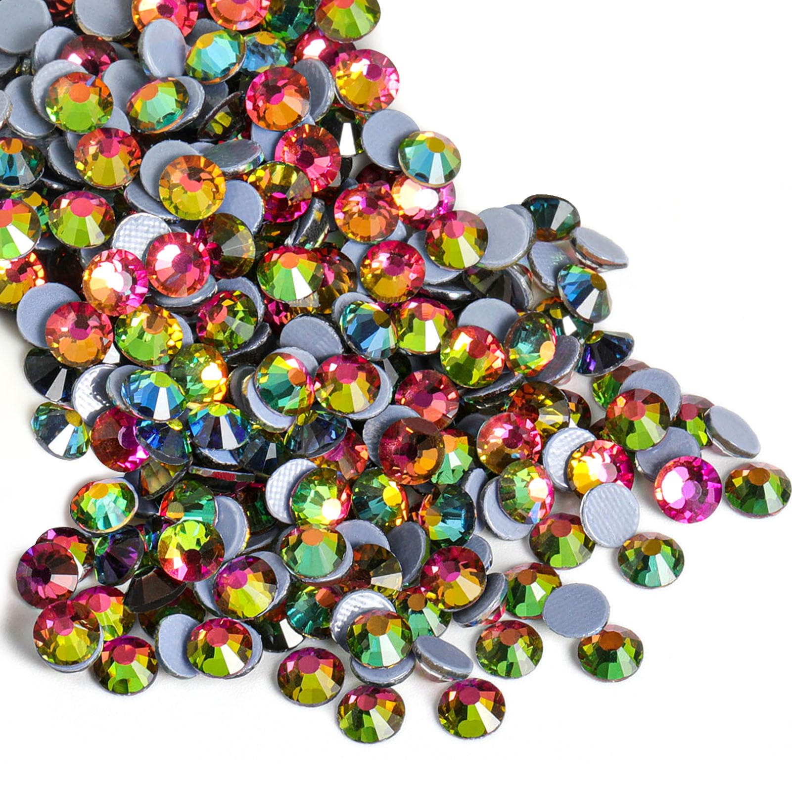 Beadsland Hotfix Rhinestones, 2880pcs Flatback Crystal Rhinestones for Crafts Clothes DIY Decorations, Rainbow, SS6, 1.9-2.1mm — image 1
