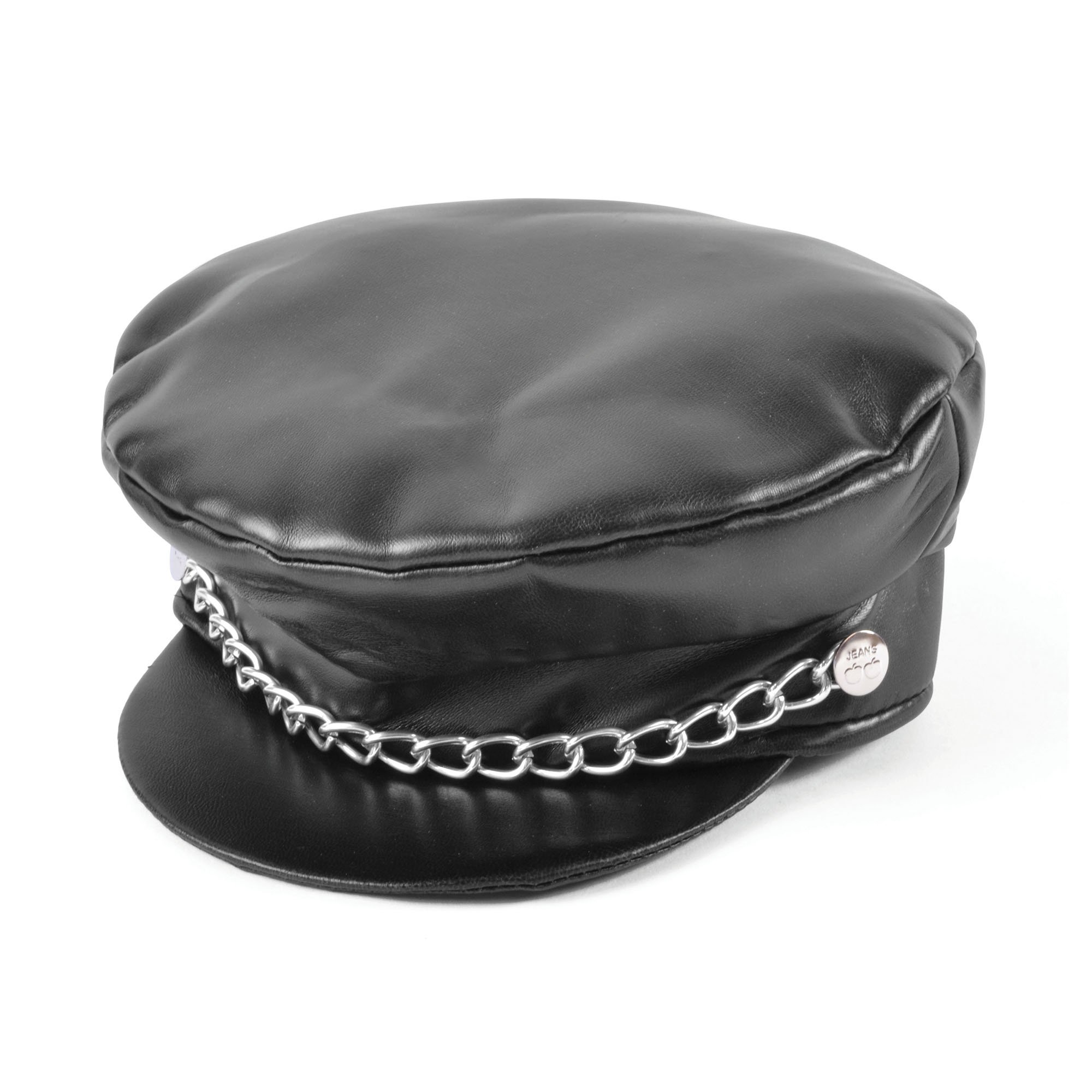 Stylish Black Leather Punk Cap (1 Pc.) - Perfect Accessory for Music Festivals, Themed Events, Parties, & More Halloween