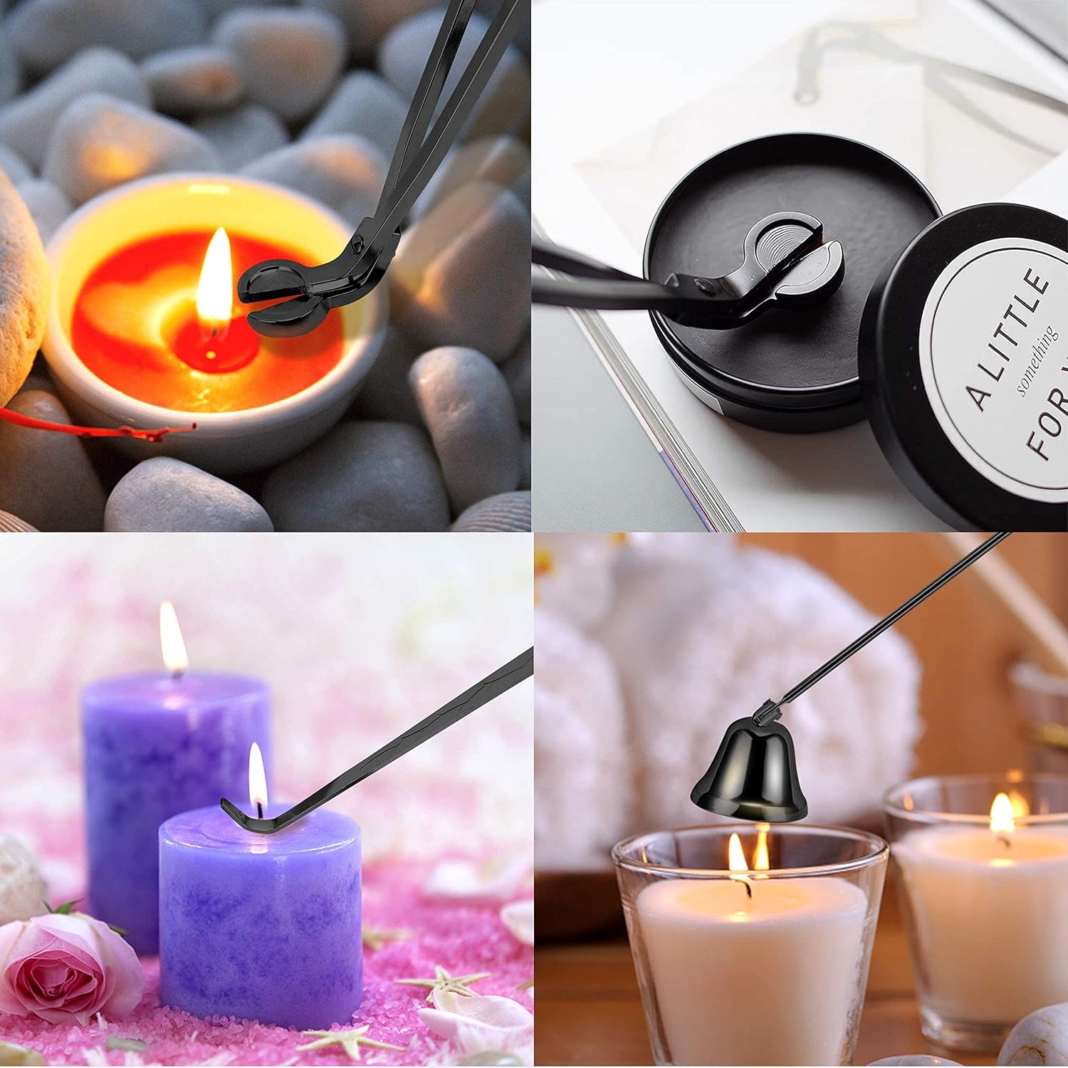 1 Perpetual Deals Candle Snuffer, Candle Wick Trimmer and Dipper, Candle Accessory Tools Set with Gift Package for Famliy or Candle Lovers (Candle Tools Black): Home & Kitchen