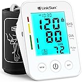 LinkSun Blood Pressure Monitor for Home Use with Large Upper Arm Cuff, Rechargeable Blood Pressure Machine with 100 Memory Recalls for 2 Users, Large LCD Screen, Charging Cable - 2008