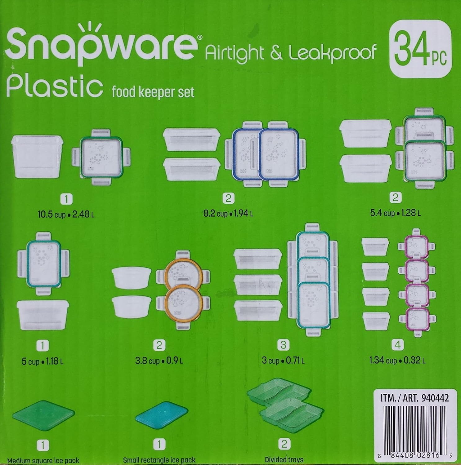 Amazon.com: NUEVO 34 Pc Snapware – Bote hermético ...