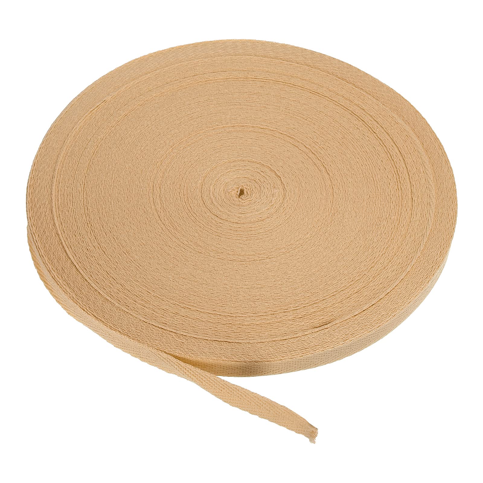 PATIKIL Cotton Twill Tape 10mm(3/8 Inch) 50 Yards Cotton Ribbon Bias Binding Tape Herringbone Webbing Trim for Sewing Gift Wrapping Craft DIY Khaki - 45m