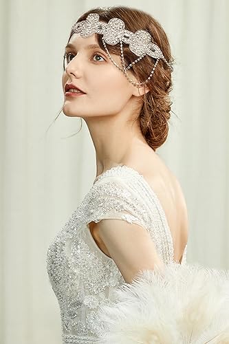 BABEYOND 1920s Flapper Headband Crystal Great Gatsby Headpiece Roaring 20s  Flapper Gatsby Hair Accessories