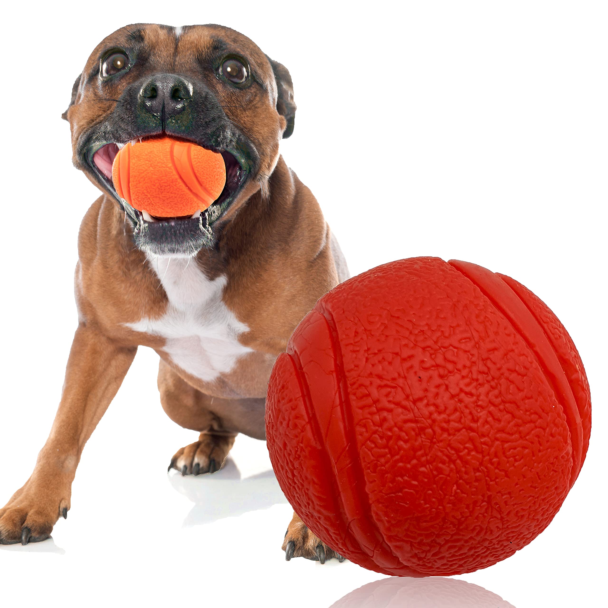 Petopedia 1x Solid Core – HIGH BOUNCING Rubber Ball – Interactive, Virtually Tough Indestructible Dog Toys for Boredom, Strong Balls, Fetch Play, Teething, Training (Red, 6cm)