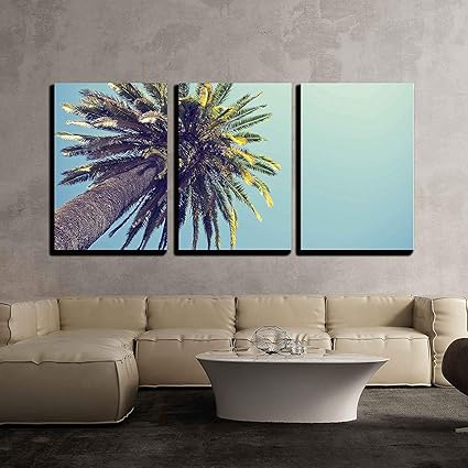 Amazon Com Karola Canvas Painting 3 Piece Palm Tree In Retro