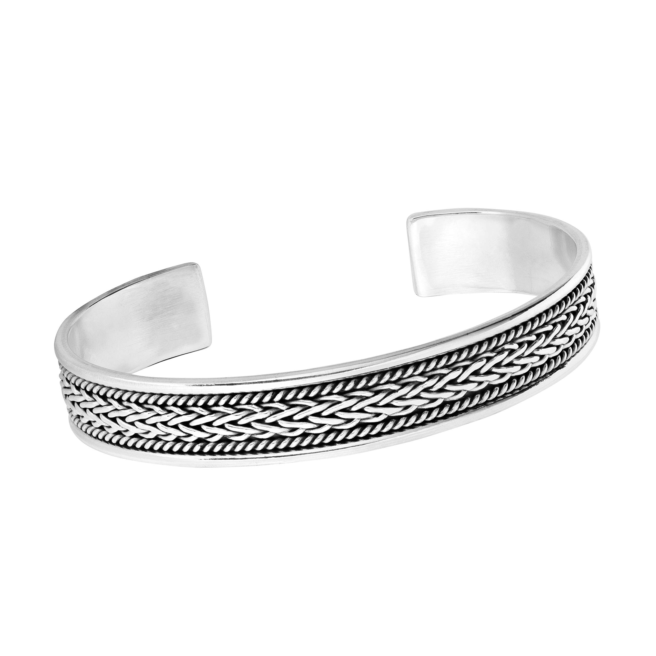 Treasure Bay Men's 925 Sterling Silver Open Cuff Bangle Bracelet 25.5GRS