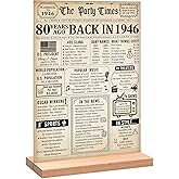 Trgowaul 80th Birthday Decorations Women Men, Vintage Back in 1946 Birthday Poster Acrylic Table Sign with Stand, 80th Anniversary Decor Gifts for Men, Vintage 80 Year Old Party Supplies Decorations