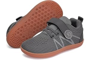 WateLves Wide Toddler Barefoot Shoes Little Kids Boys Girls Walking Tennis Sneakers with Breathable Mesh Zero Drop Sole Adjustable Strap