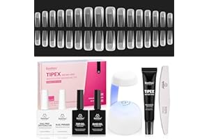 BEETLES GEL POLISH Beetles Tipex Instant Apex Nail Tips Kit, Square Long, 224pcs 16 Sizes, with Tipex Nail Glue, Dehydrator, Primer, Base & Top Coat, Mini UV Lamp, Pre-Building Kit