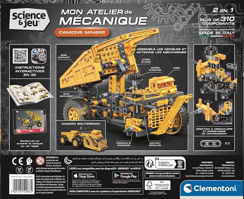 - Camion Minier 8 Ans – Coffret de Construction mécanique Enfant avec 2 modèles à Assembler, système de Direction Fonctionnel et Benne basculante, Jeu Scientifique STEM, Cadeau Jouet