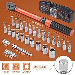 1/4 Inch Drive Click Torque Wrench, 27 PCS Bike