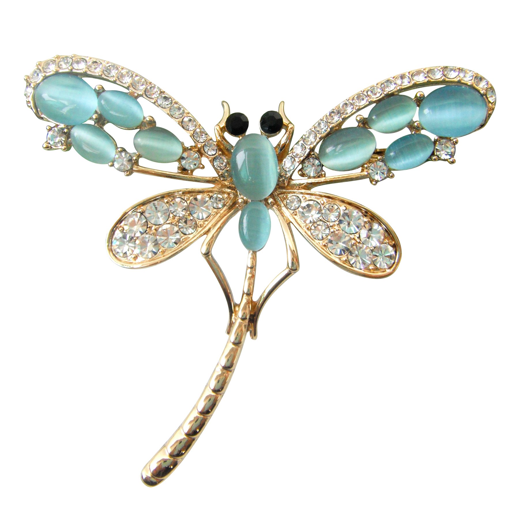 Navachi 18k Gold Plated Blue Opal Crystal Dragonfly Az8031b Brooch pins