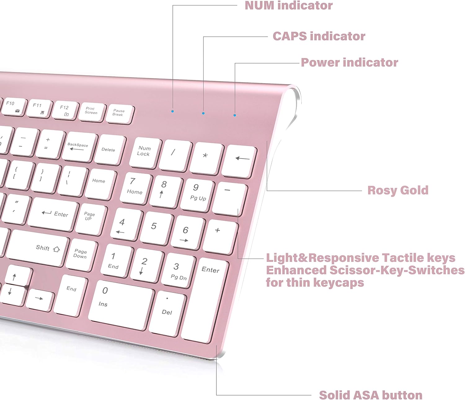 Wireless Keyboard and Mouse Combo, Stylish Compact Full-Size Keyboard and 2400 DPI Stream-line Optical Mouse for PC, Desktop, Computer, Notebook, Laptop, Windows XP/Vista/7/8/10 by JOYACCESS-Pink: Computers & Accessories