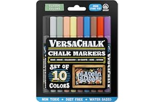 VersaChalk Classic Liquid Chalk Markers, Set of 10-3mm Tip
