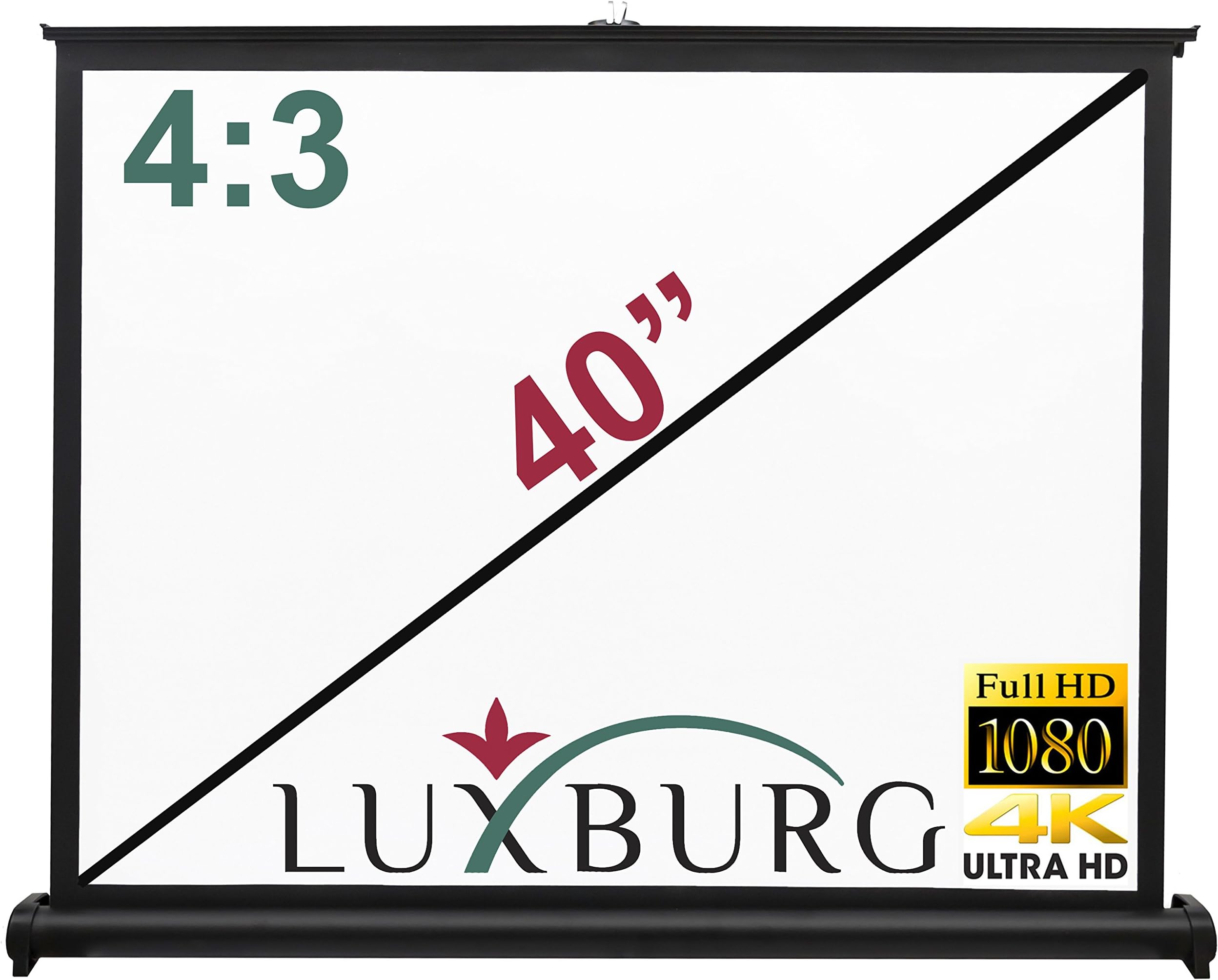 LUXBURG® 40" 81x65cm 4K Full HD 3D Table Desk Projector Screen - Matt White Screen 4:3 - Model 2017
