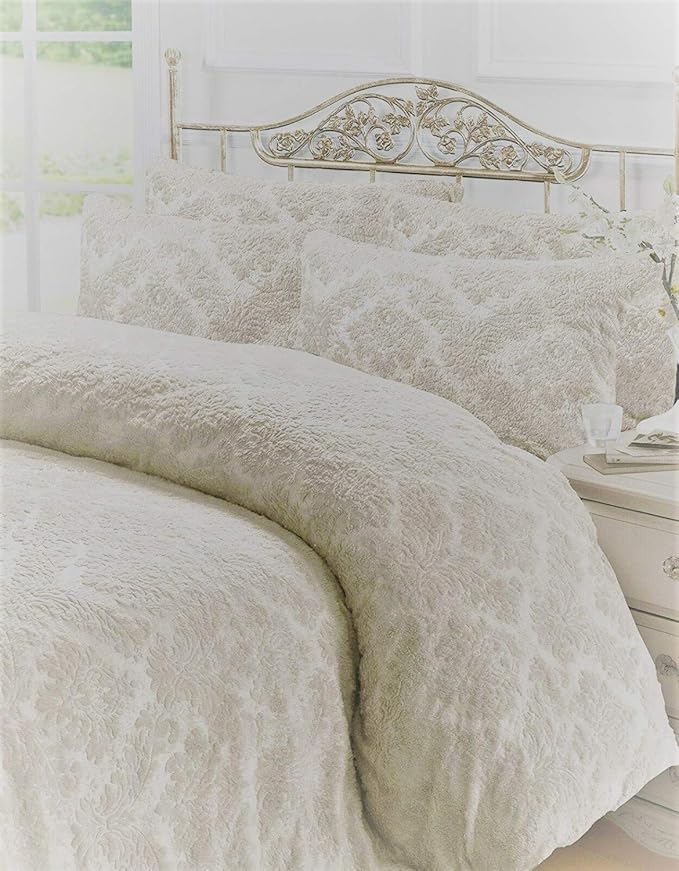 SELECTED® New Embossed Damask Designer Teddy Bear Fleece Duvet Cover