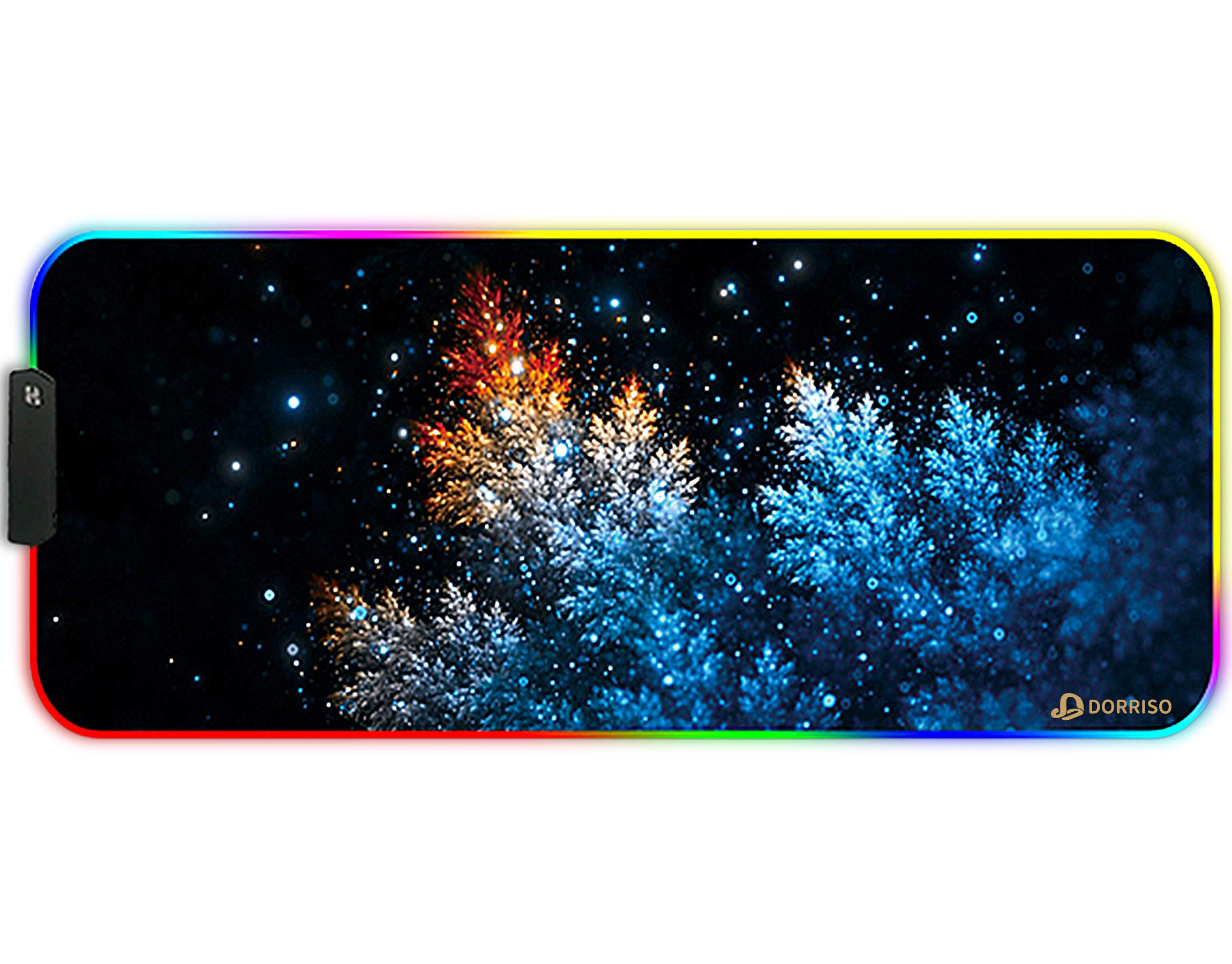 DORRISO RGB Gaming Mouse Pads XXL Large Mat 900x400x3mm Mousepad Anti-Slip Rubber Base Computer Keyboard Mice Mat for PC Laptop Desk Gaming Mouse Mats Silver