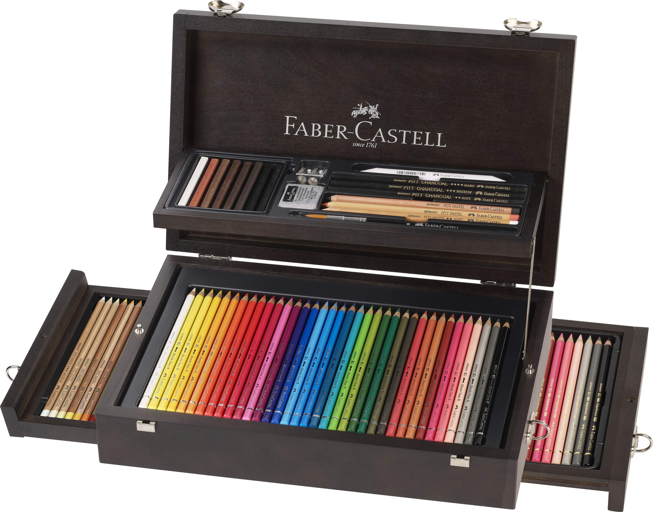 Faber-Castell Art & Graphic Collection, Multicoloured, Wooden Case of 125, Art, Craft, Drawing, Sketching, Home, School, University, Colouring