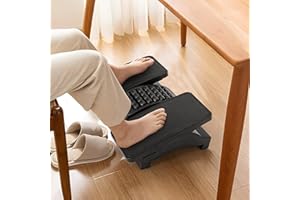 AKOZLIN Footrest Under Desk Massage Foot Rest with 2 Separate Foot Panels and Center Massage Roller Ergonomic Adjustable Offi